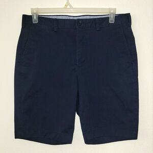 Brooks Brothers Mens Cotton Flat Front 9" Chino Shorts, Sz W35, Navy, EUC